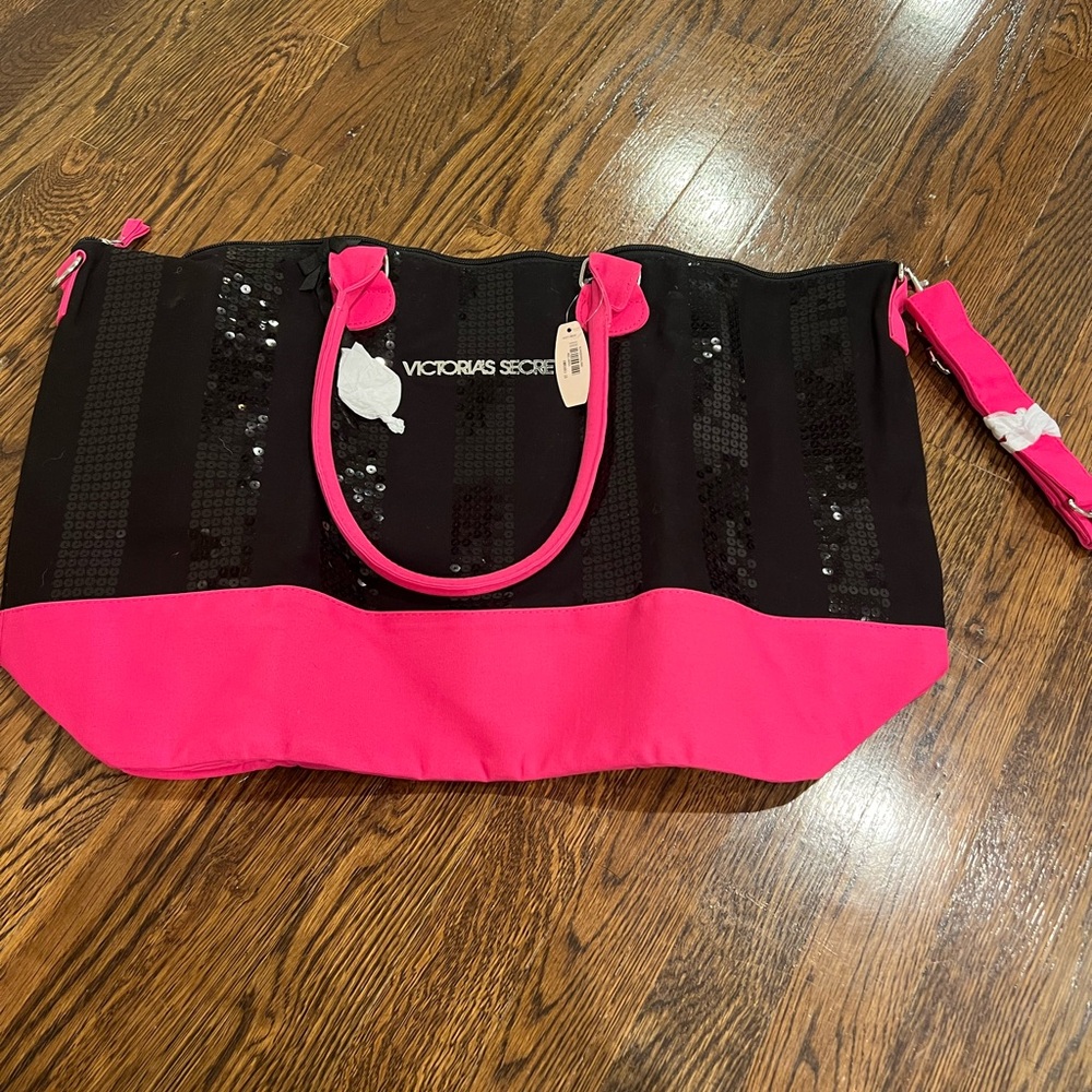 Victoria's Secret Black and Pink Tote Bag NEW